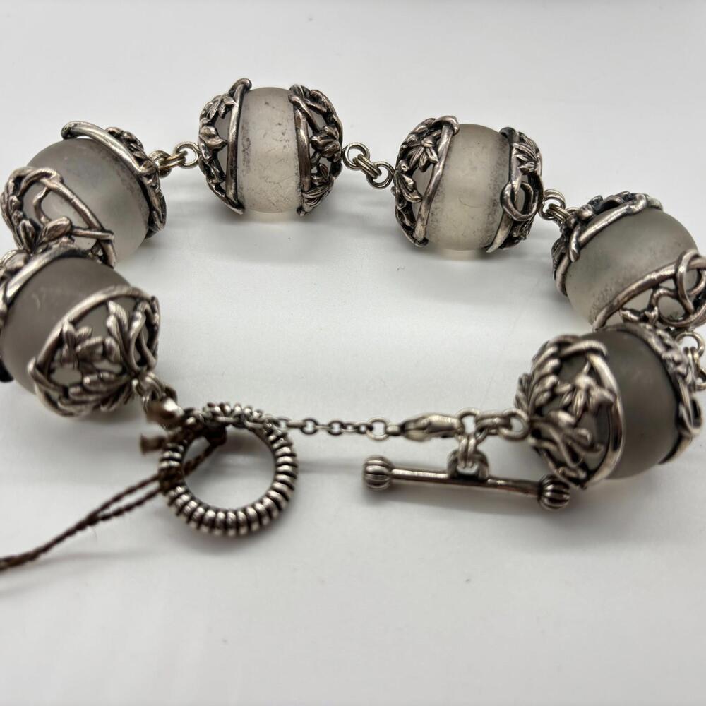 Stephen Dweck Bracelet Large Frosted Rock Crystals Sterling Galle Caps NWT - Picture 6 of 9